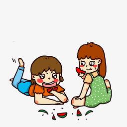 吃瓜少年图片卡通